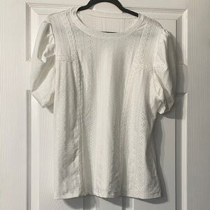 Elegant White Eyelet Women's Top